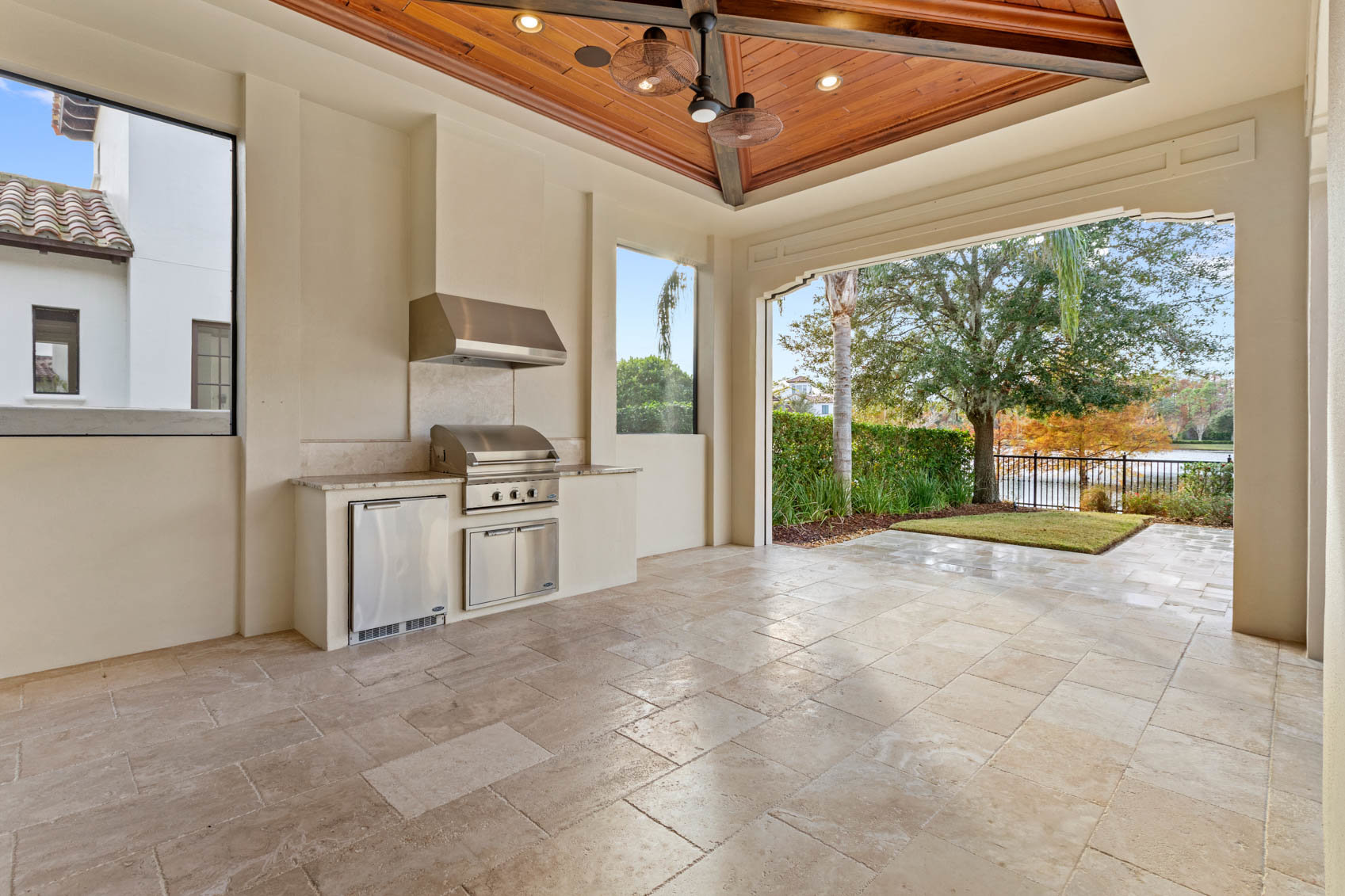 back summer kitchen on covered patio